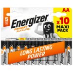 Energizer Primary Alkaline AA Batteries, 10 Pack