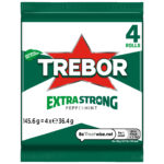 Trebor Extra Strong Peppermint Mints Rolls 4 Pack 145g (4 x 36.4g)