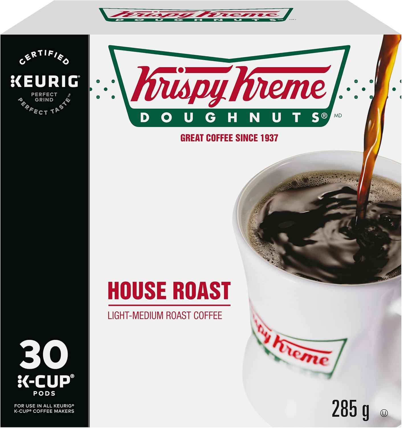 71waYRftDjL._AC_SL1500_ Krispy Kreme Doughnuts Smooth House Roast Single Serve Keurig Certified K-Cup pods for Keurig brewers, 30 Count (Pack of 1) - Image 1